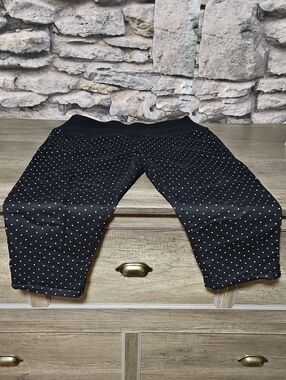 Indigo Black Capris with White Polka Dots
